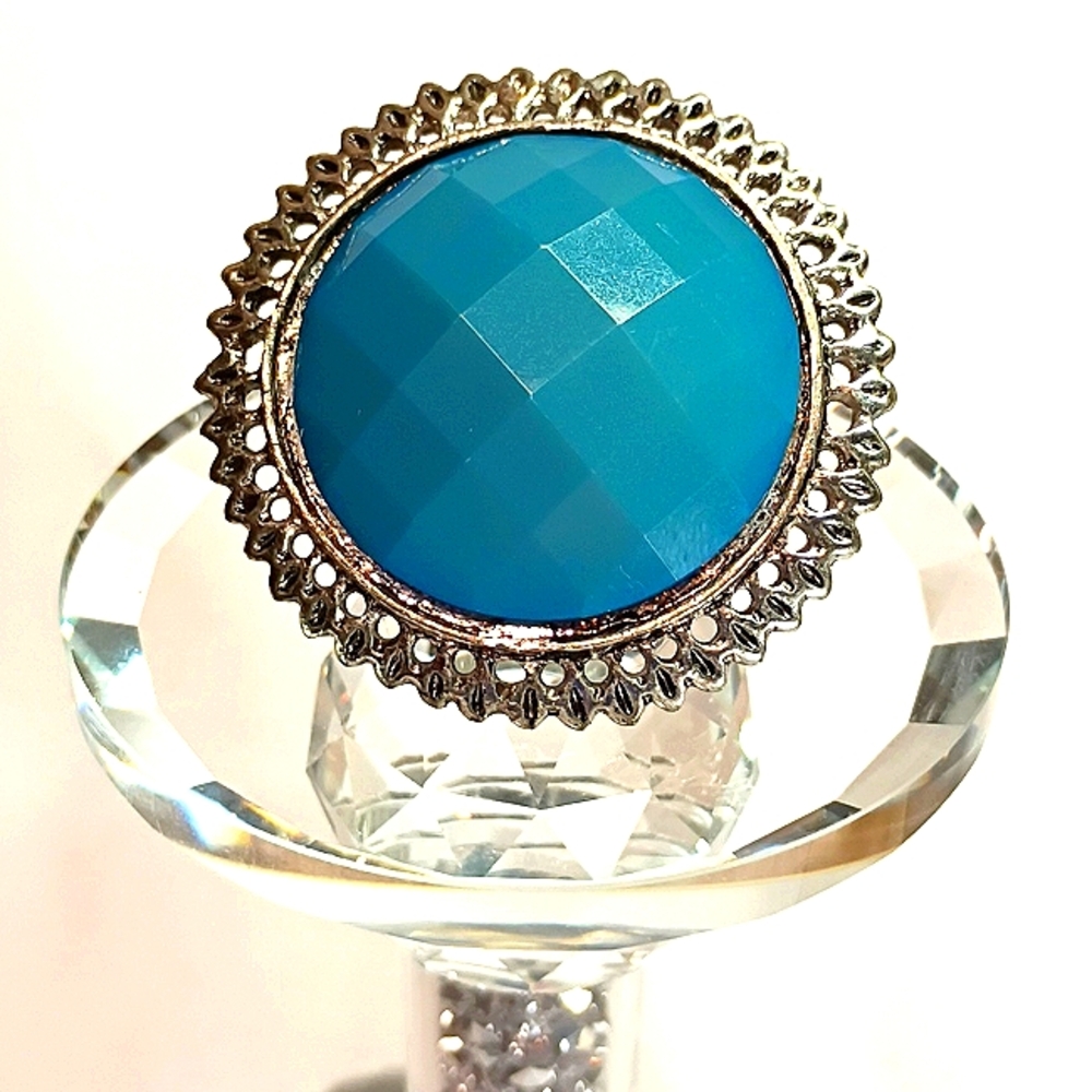 Silver and Teal Statement Ring